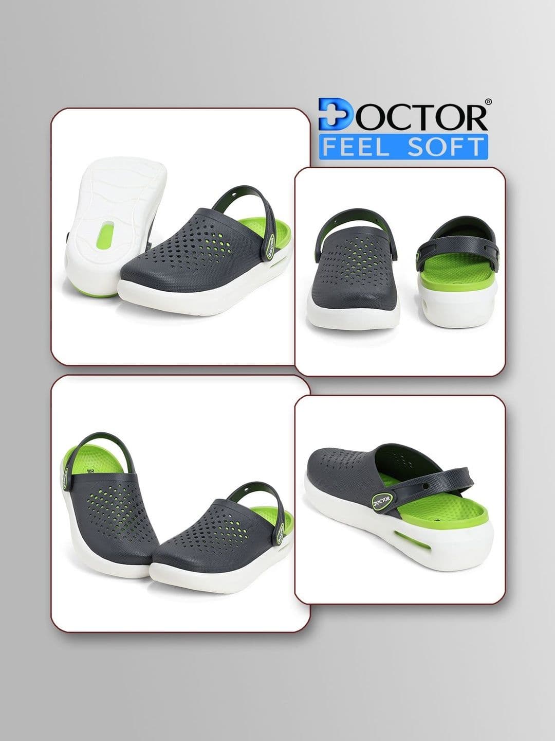 DOCTOR FEEL SOFT Men Colourblocked Clogs thumbnail 7