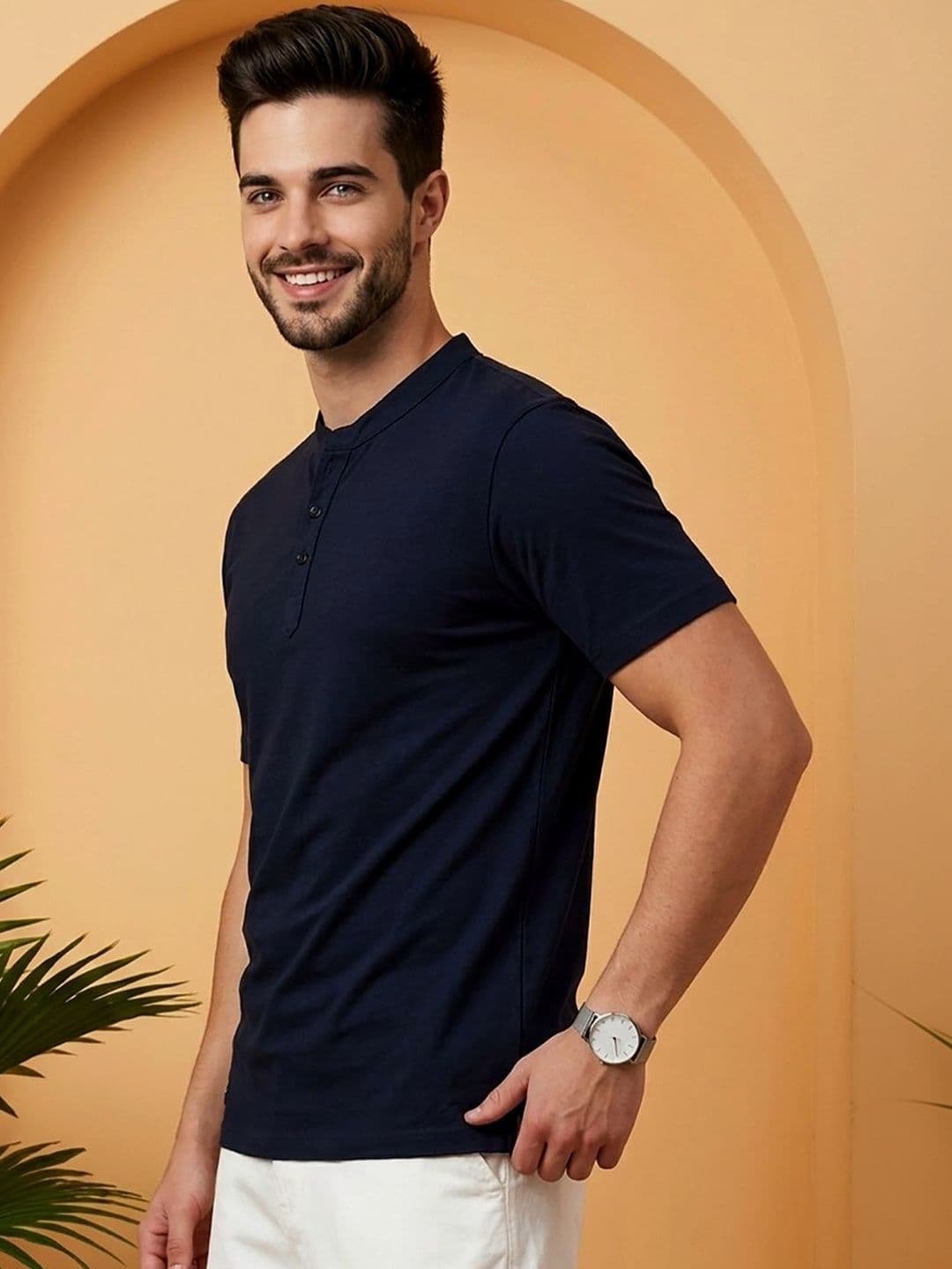 UNIBERRY JEANS Men Henley Neck T-shirt thumbnail 2