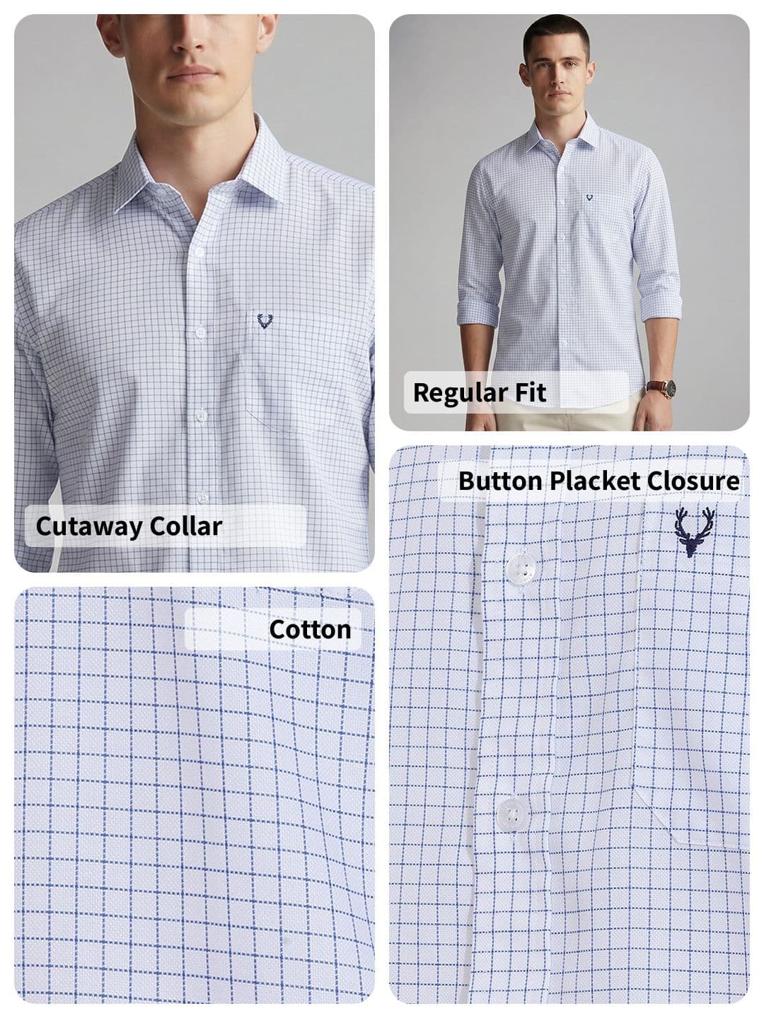 Allen Solly Sports Fit Checked Pure Cotton Causal Shirt thumbnail 3