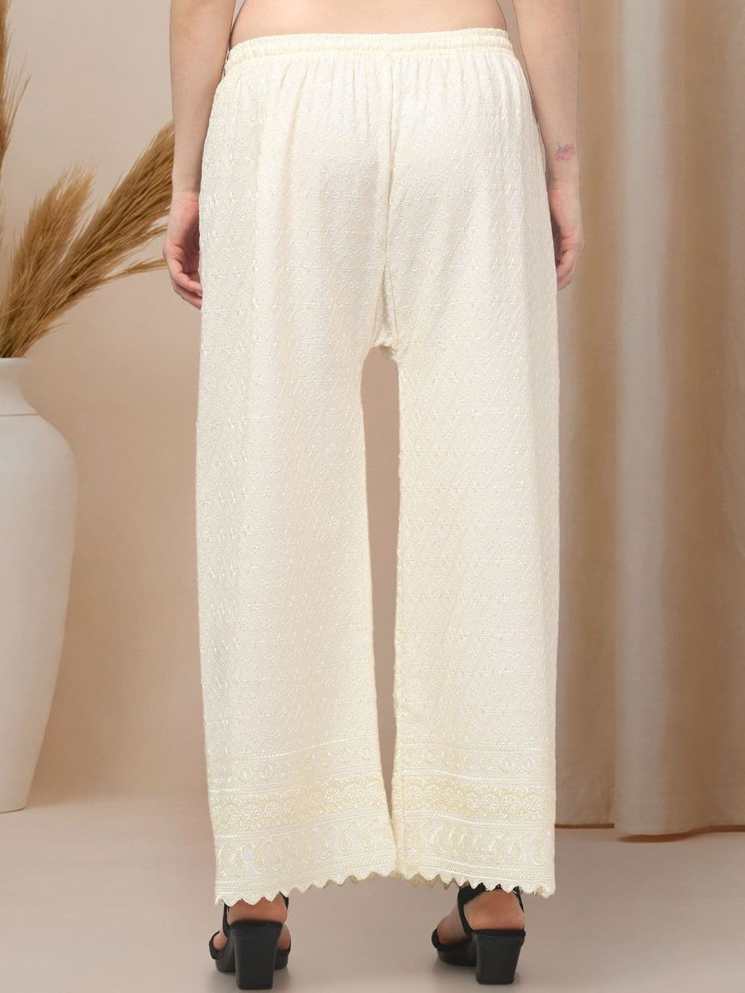 KGFONECLOTH Women Ethnic Motifs Embroidered Knitted Ethnic Palazzos thumbnail 5