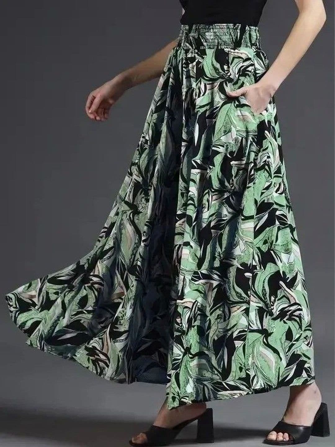 Pink Formal Women Floral Printed Flared Crepe Palazzos - view 1