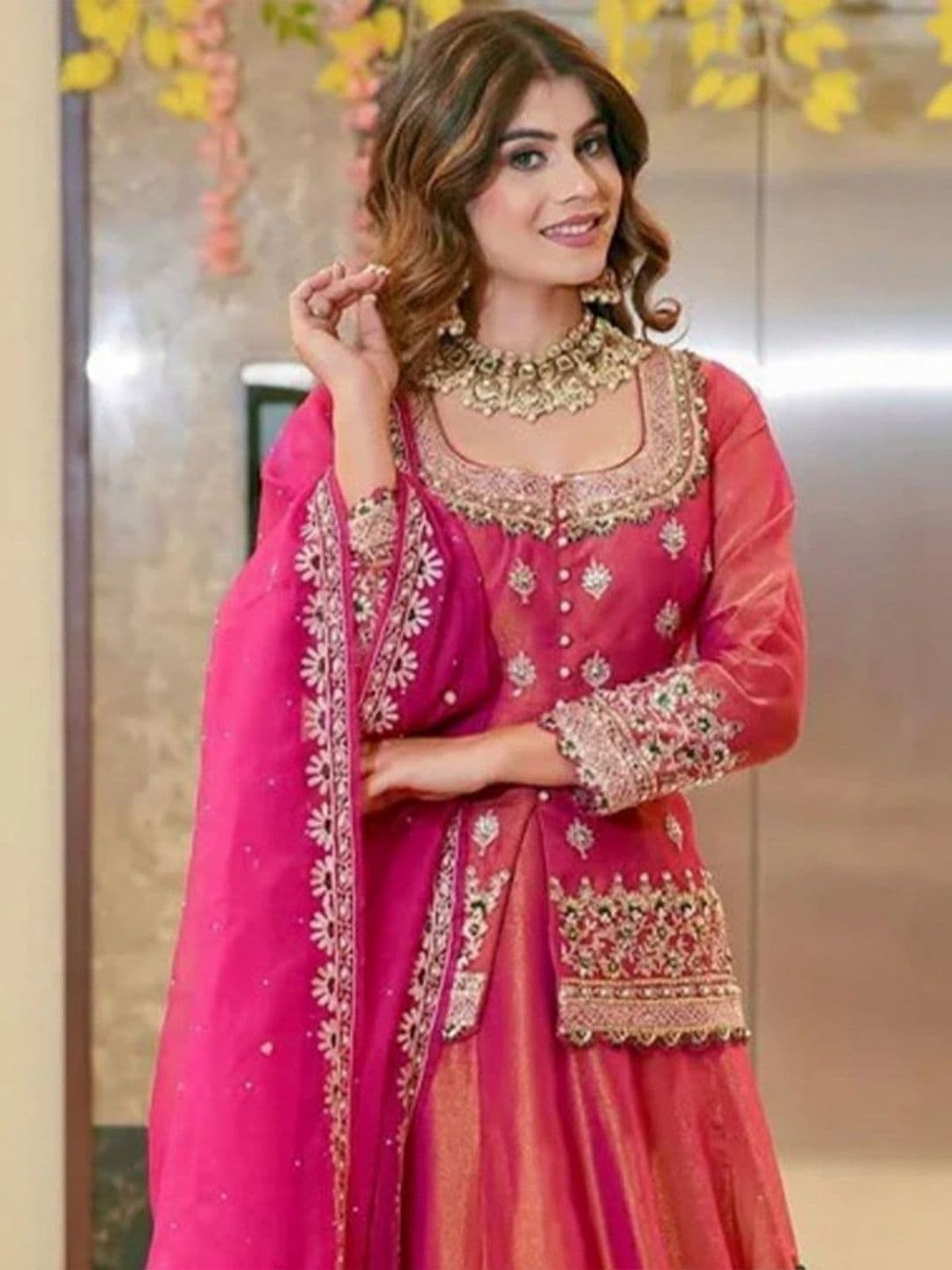 ODETTE Embroidered Beads and Stones Semi-Stitched Lehenga & Blouse With Dupatta thumbnail 4