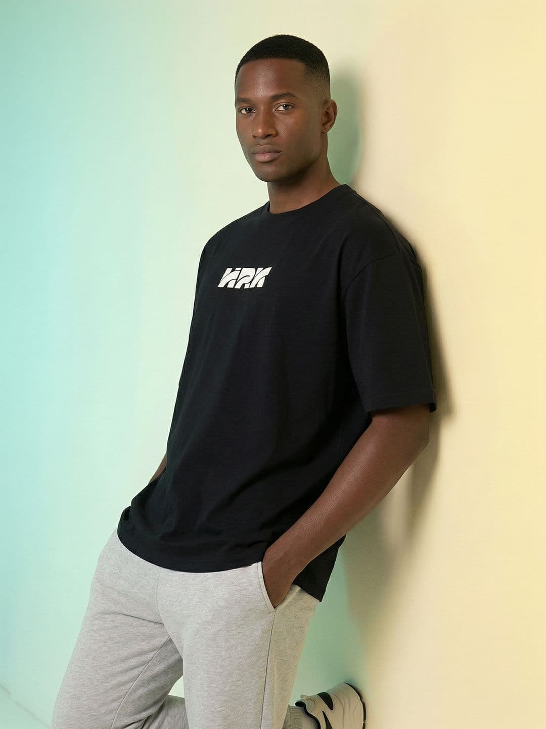 HRX by Hrithik Roshan Brand Logo Printed Pure Cotton Oversized T-shirt thumbnail 2