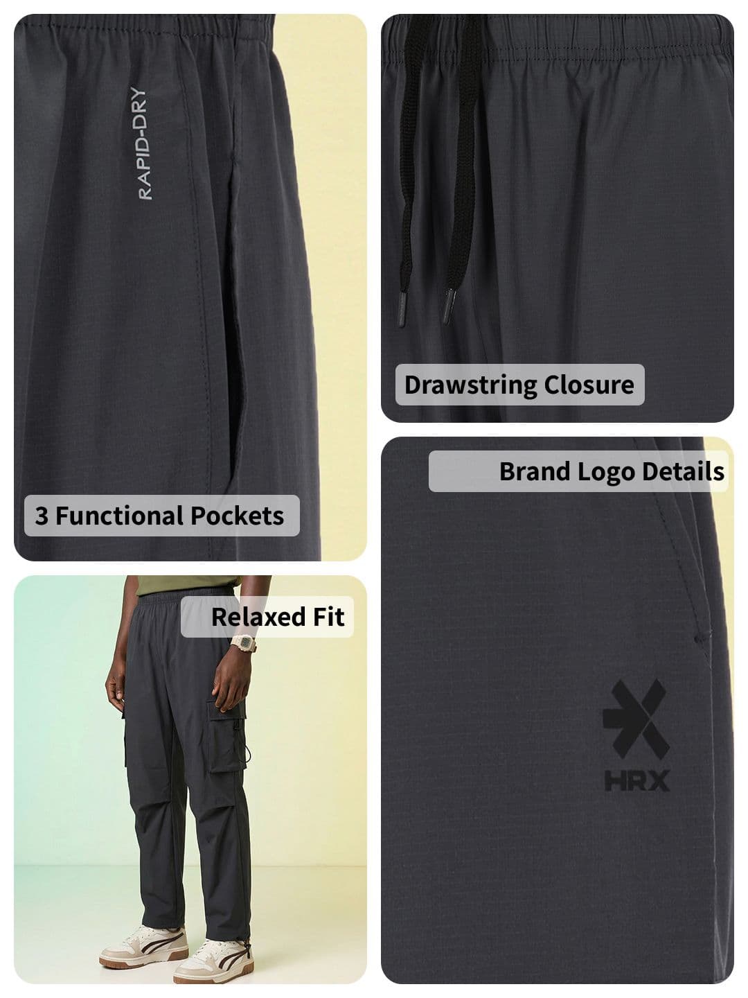 HRX by Hrithik Roshan Men Rapid-Dry Relaxed Fit Lifestyle Track Pants thumbnail 2