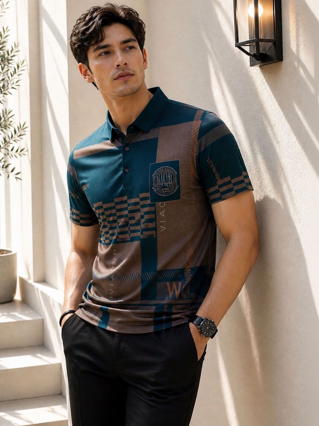 TAZO Men Colourblocked Polo Collar T-shirt - view 1