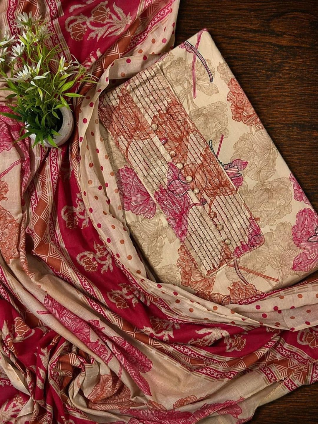 EJS Printed Pure Cotton Unstitched Dress Material - view 1