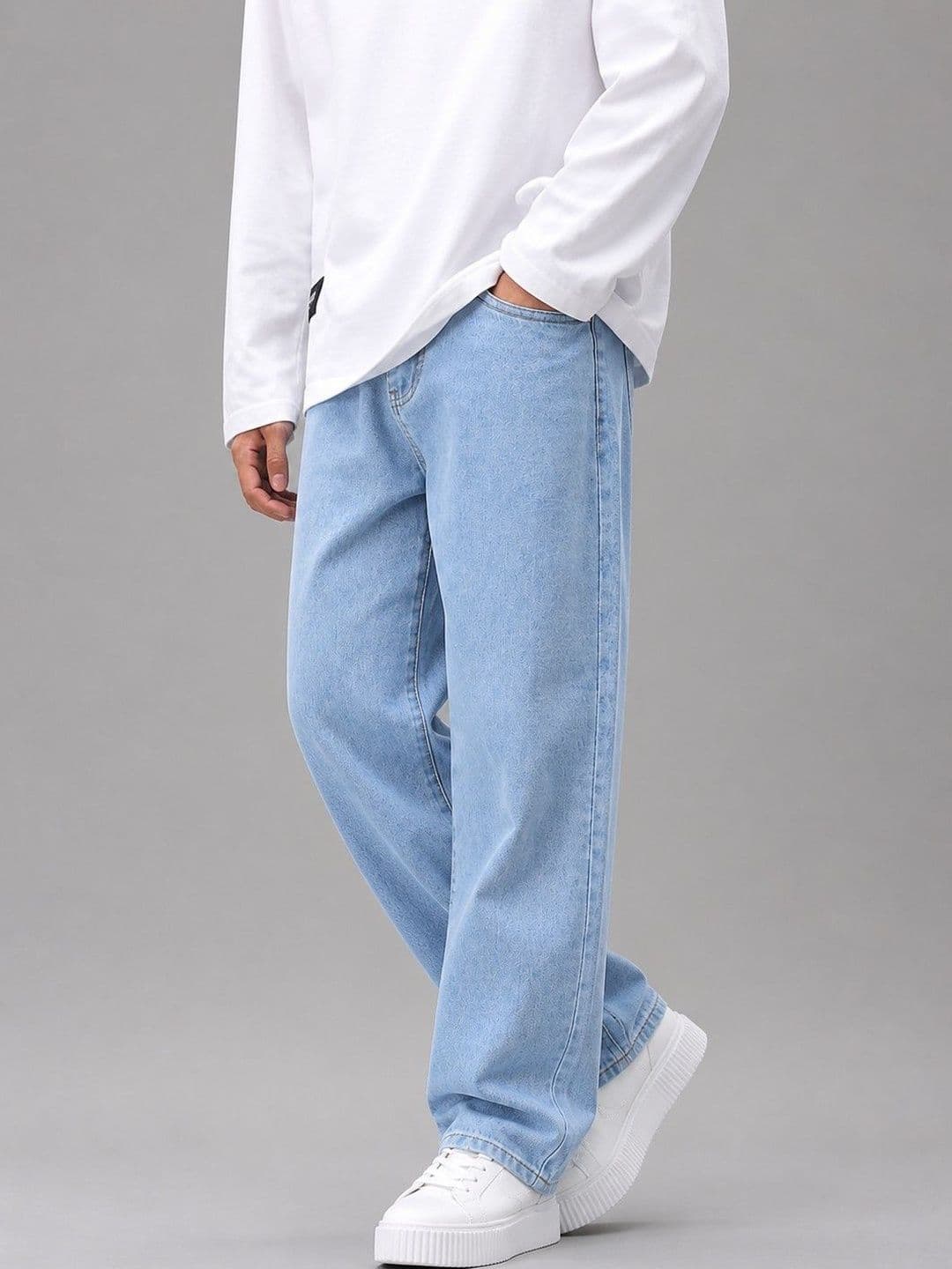 MARK VIEW Men Classic Straight Fit Mid-Rise Light Fade Stretchable Jeans thumbnail 2