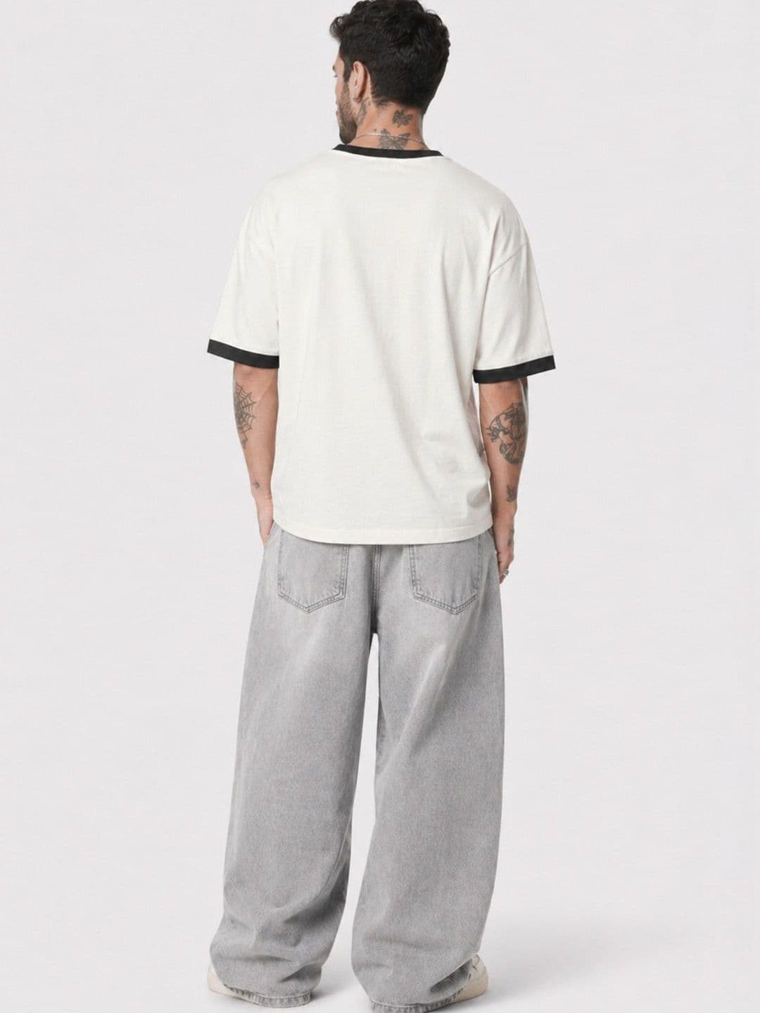 Crazymonk Sports Culture 1986 Oversized T-Shirt - Off White/Black thumbnail 2