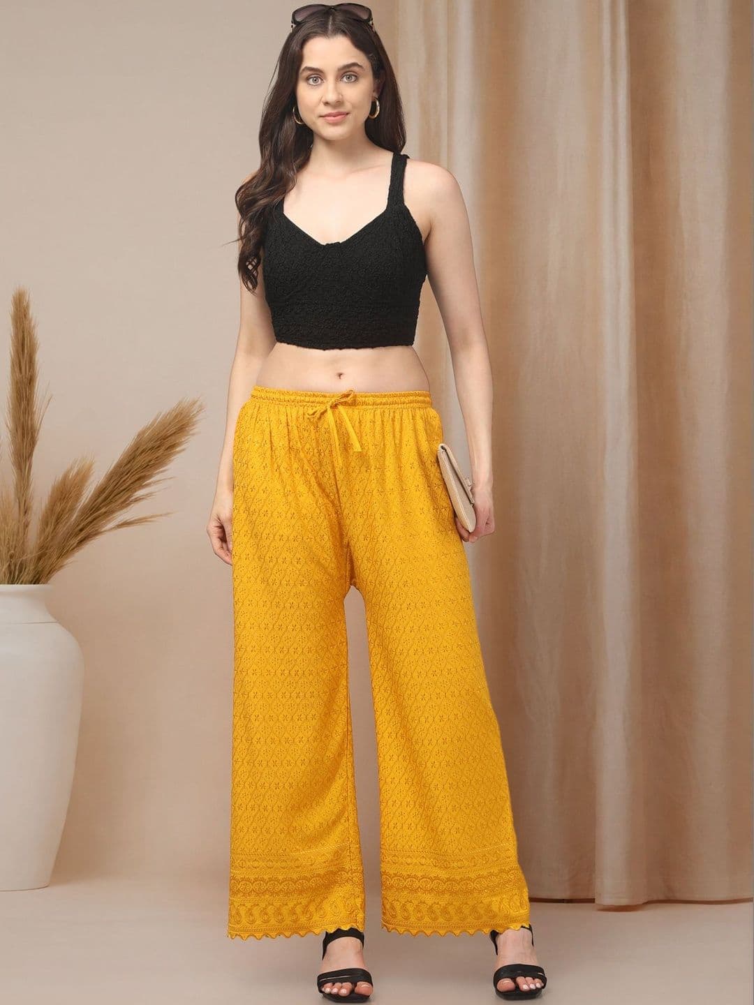 KGFONECLOTH Women Embroidered Knitted Ethnic Palazzos thumbnail 5