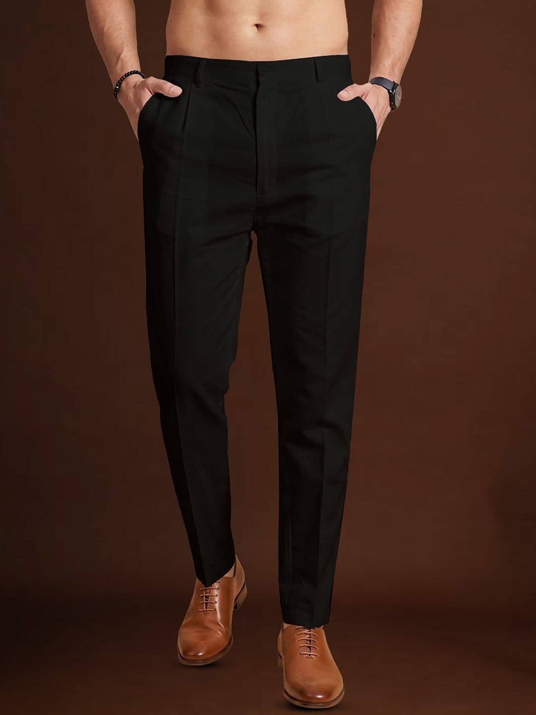 House of Pataudi Men Slim Fit Mid-Rise Silk Blend Casual Trousers - view 1
