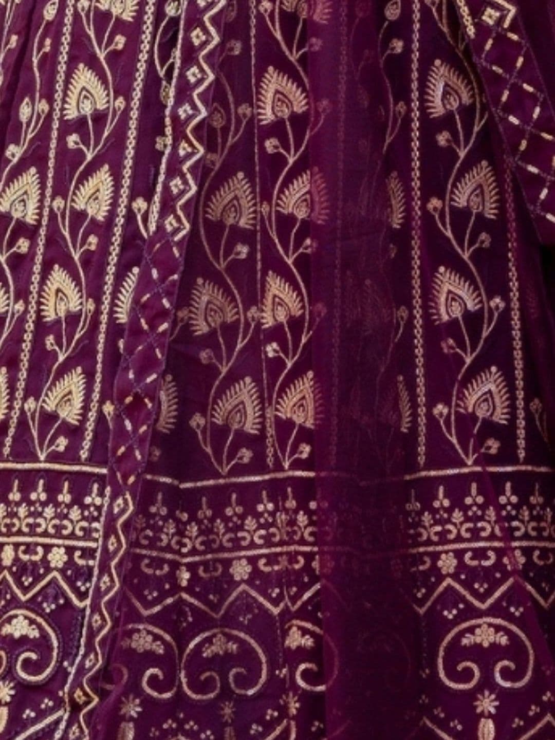 ODETTE Embroidered Semi-Stitched Lehenga & Blouse With Dupatta thumbnail 2