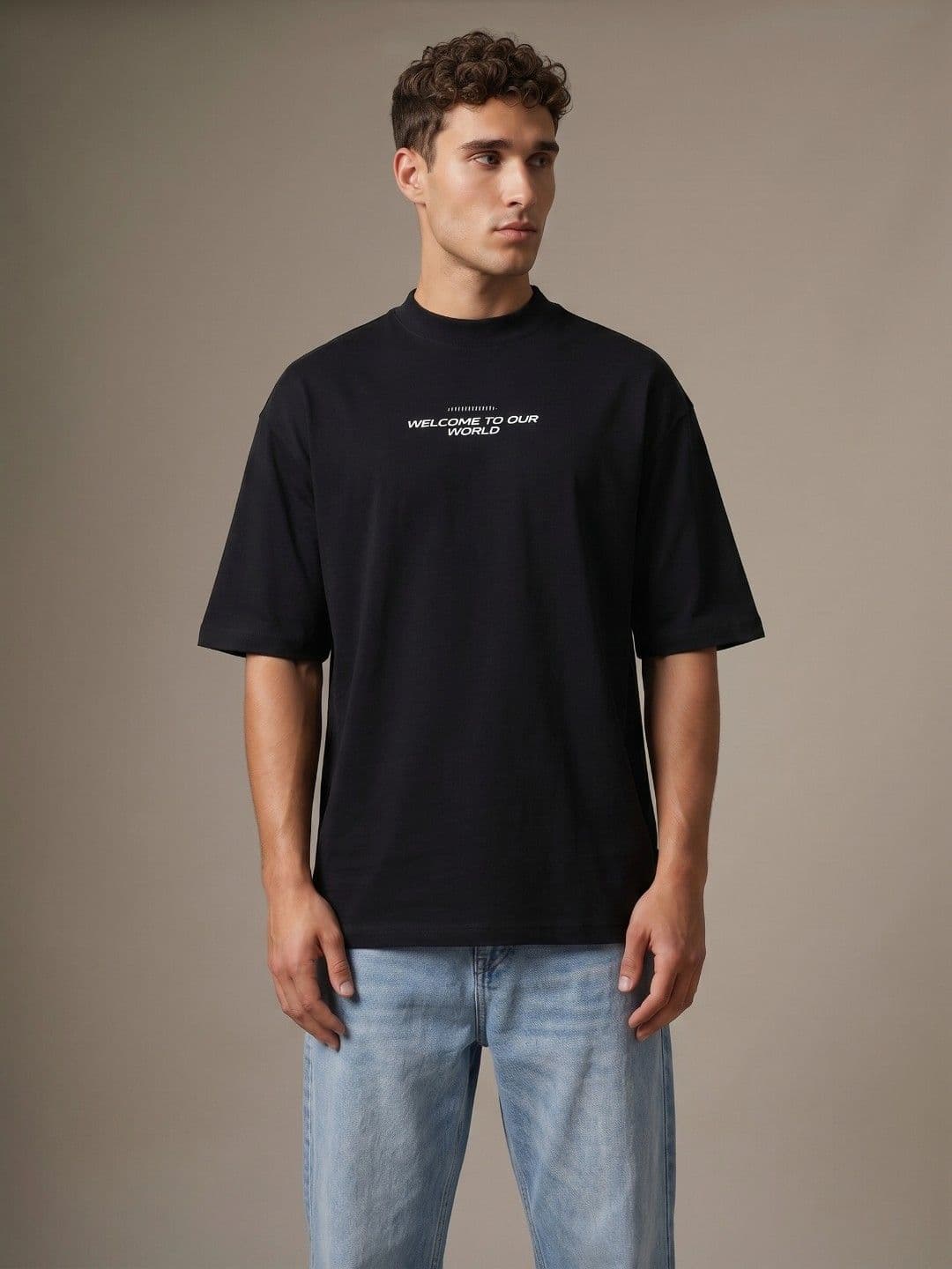glitchez Welcome to Our World Graphic Printed Oversized Fit T-shirt thumbnail 5