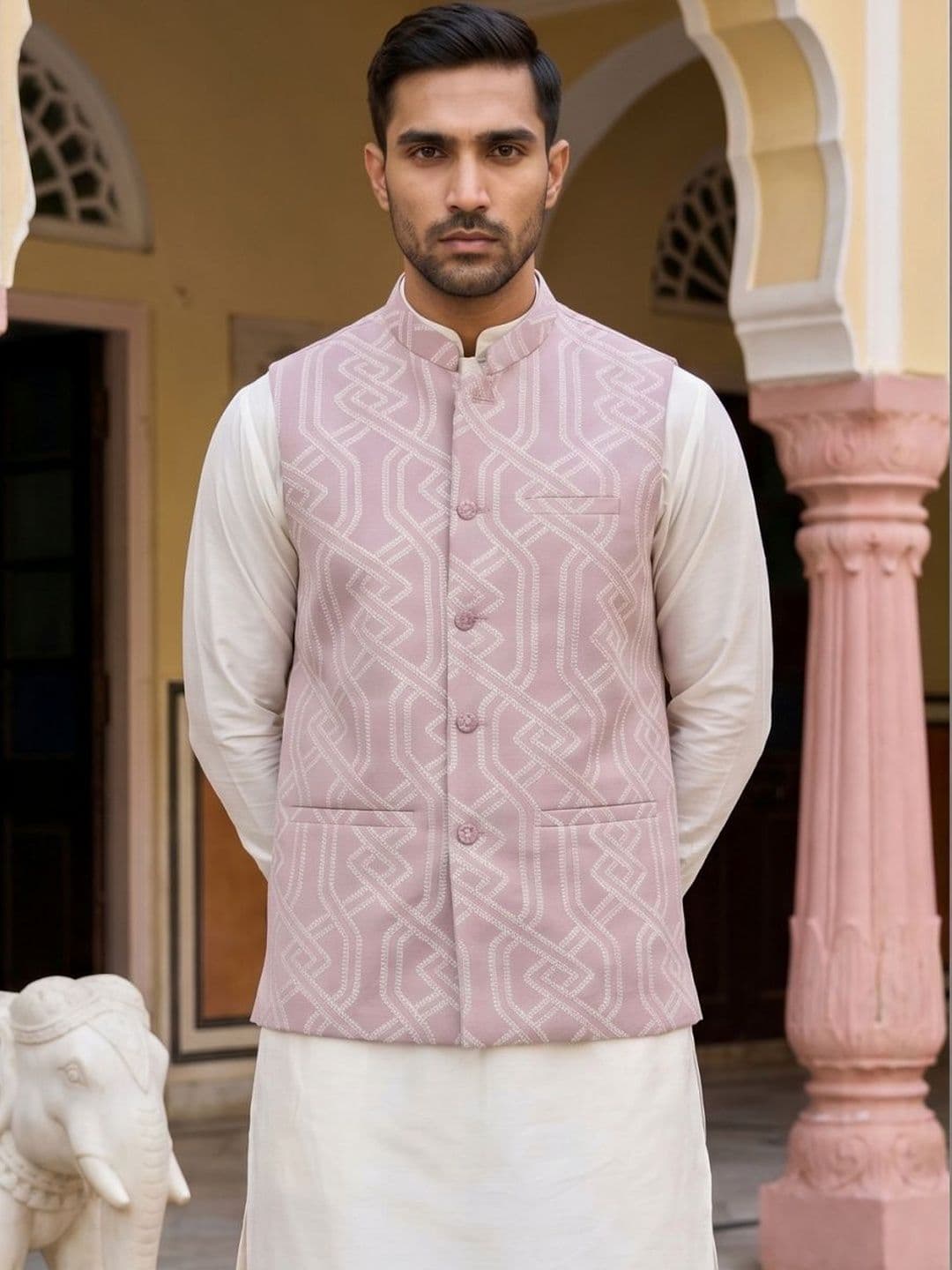 Jompers Men Woven Design Satin Nehru Jackets thumbnail 5