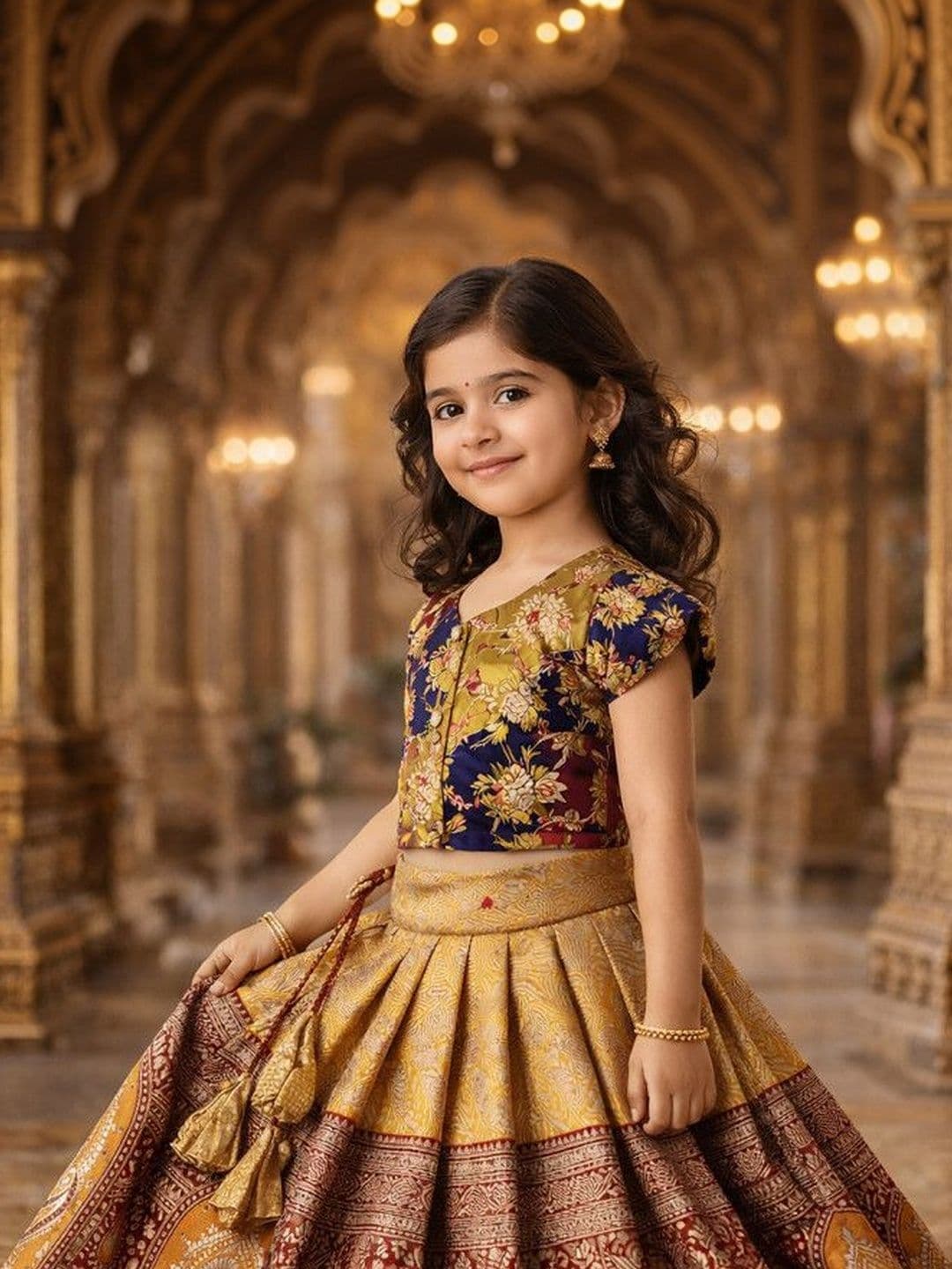 Xepon Girls Printed Semi-Stitched Lehenga & thumbnail 3