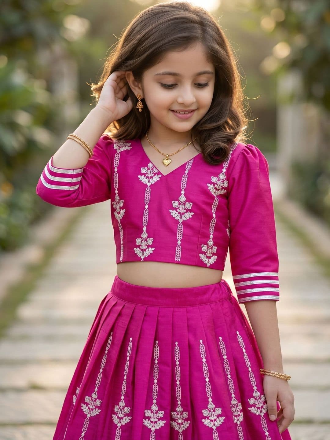 KALINI Girls Embroidered Thread Work Ready to Wear Lehenga & thumbnail 4