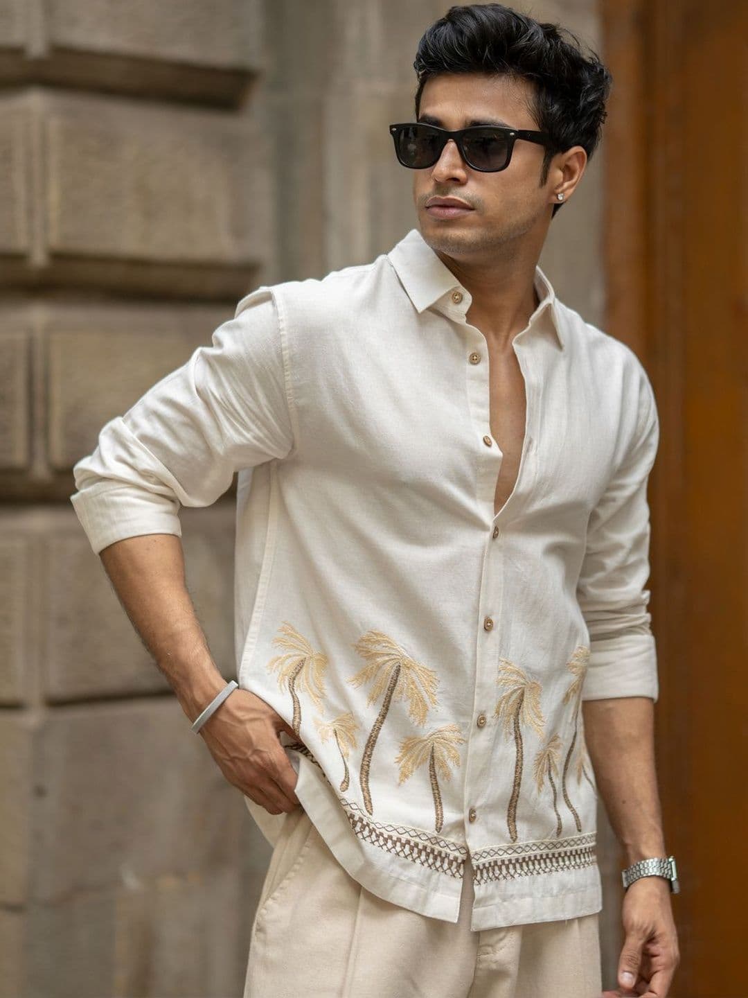 Powerlook Spread Collar Cotton Linen Casual Shirt - view 1
