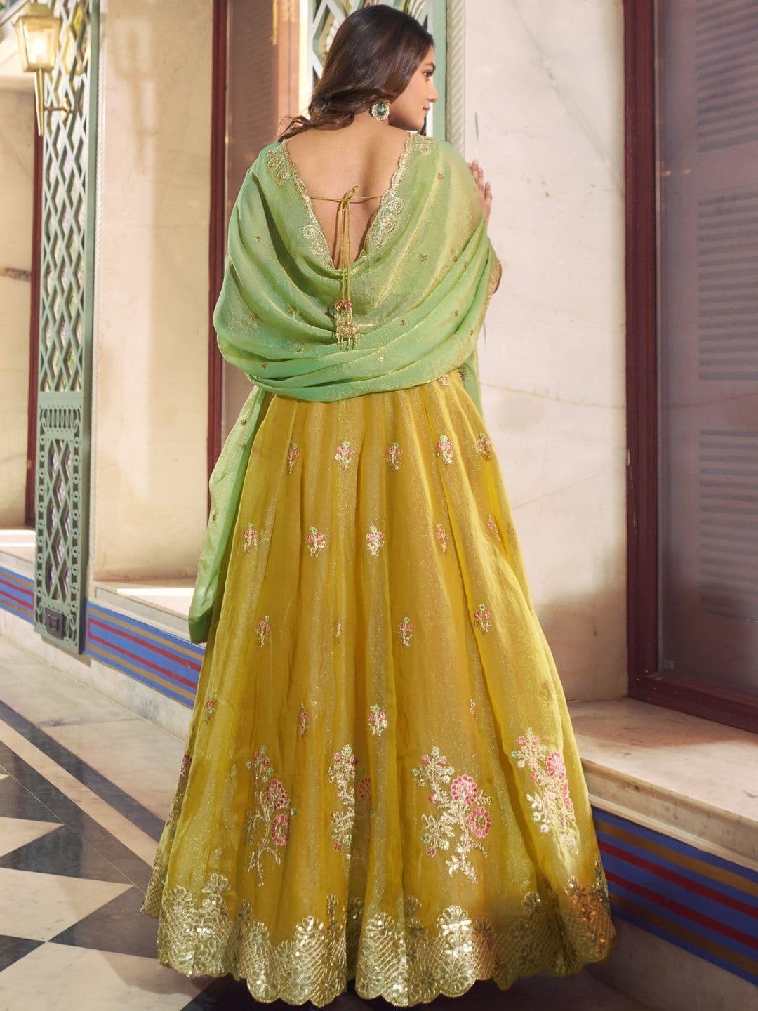 LOOKNBOOK ART Embellished Sequinned Ready to Wear Lehenga & Blouse With Dupatta thumbnail 5