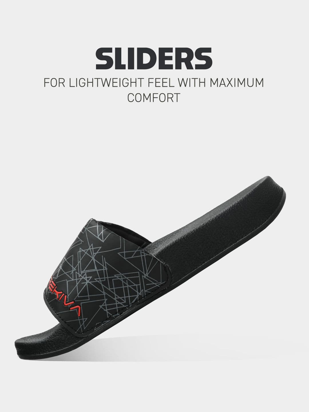 Trekiva Men Black Fabric Sliders thumbnail 2