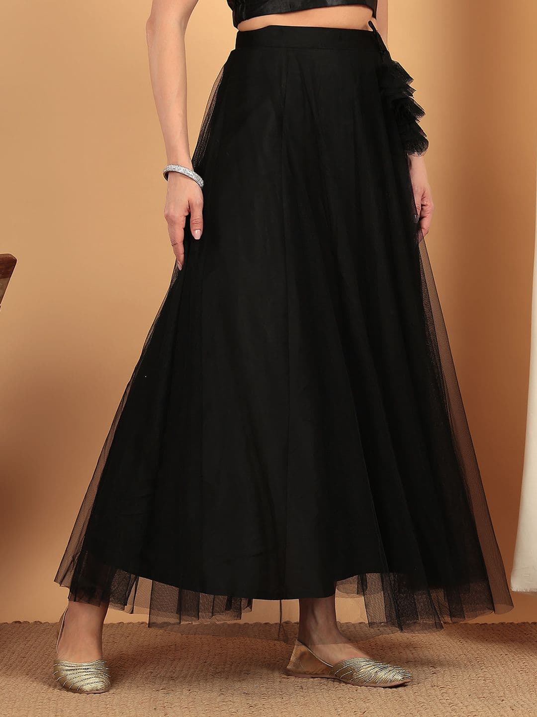 Frolic Rolic Solid Net Maxi Skirt thumbnail 6