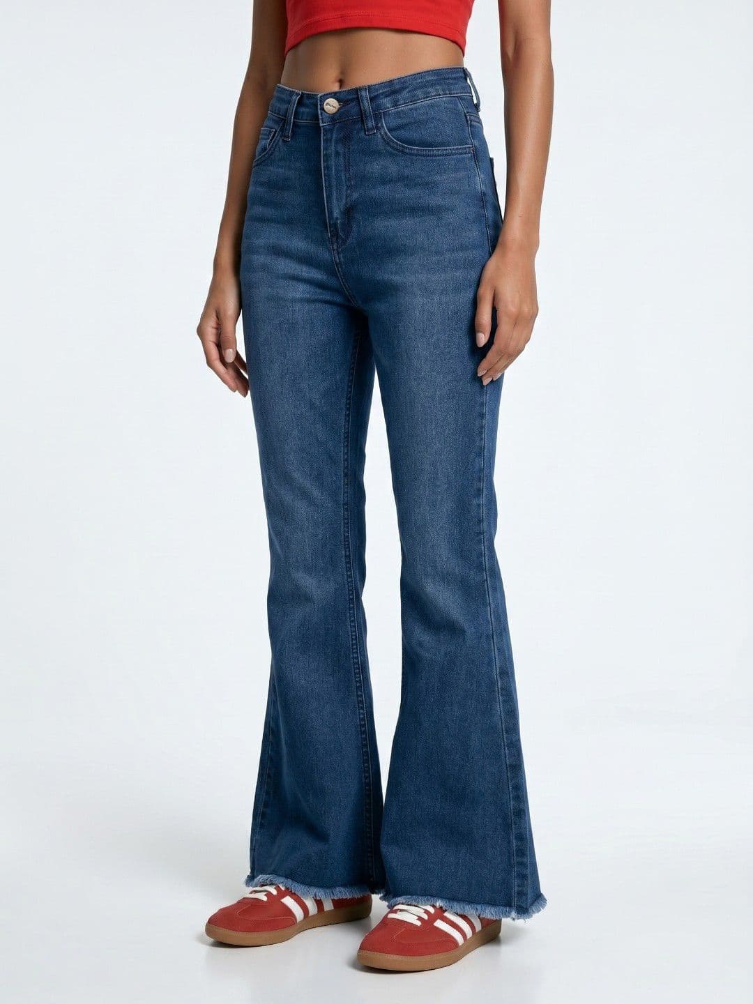 glitchez Women Bootcut Fit Mid-Rise Light Fade Pure Cotton Jeans - view 1