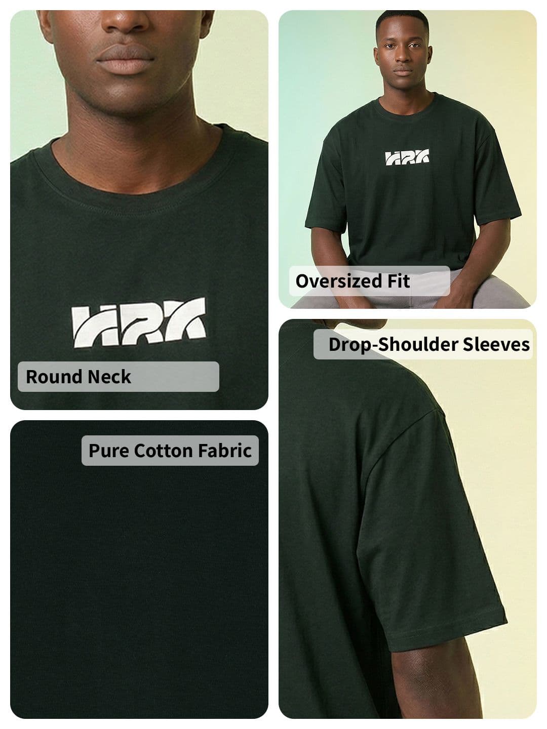 HRX by Hrithik Roshan Brand Logo Printed Pure Cotton Oversized T-shirt thumbnail 4