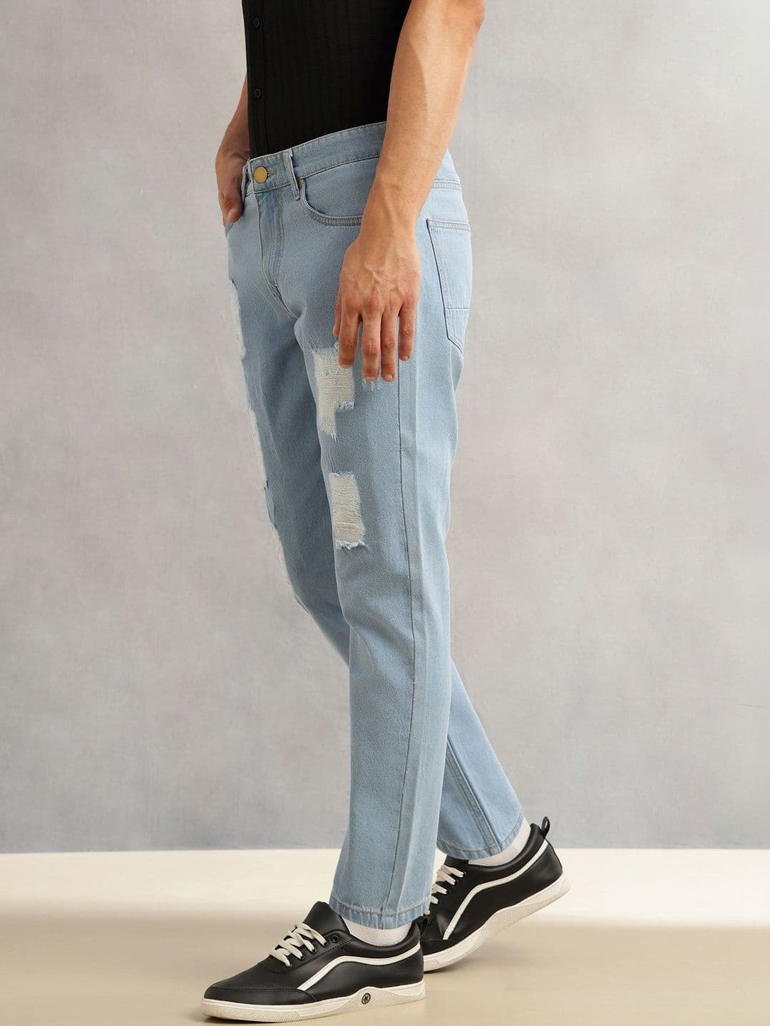 Thomas Scott Men Smart Slim Fit Mid-Rise Highly Distressed Cotton Jeans thumbnail 4