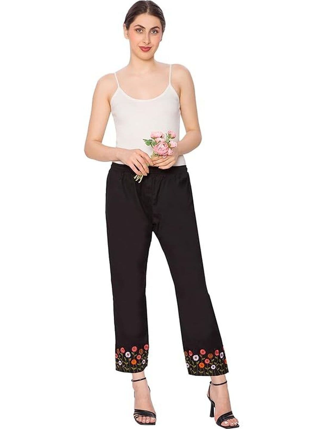 TNQ Women Floral Embroidered Cropped Ethnic Palazzos thumbnail 6