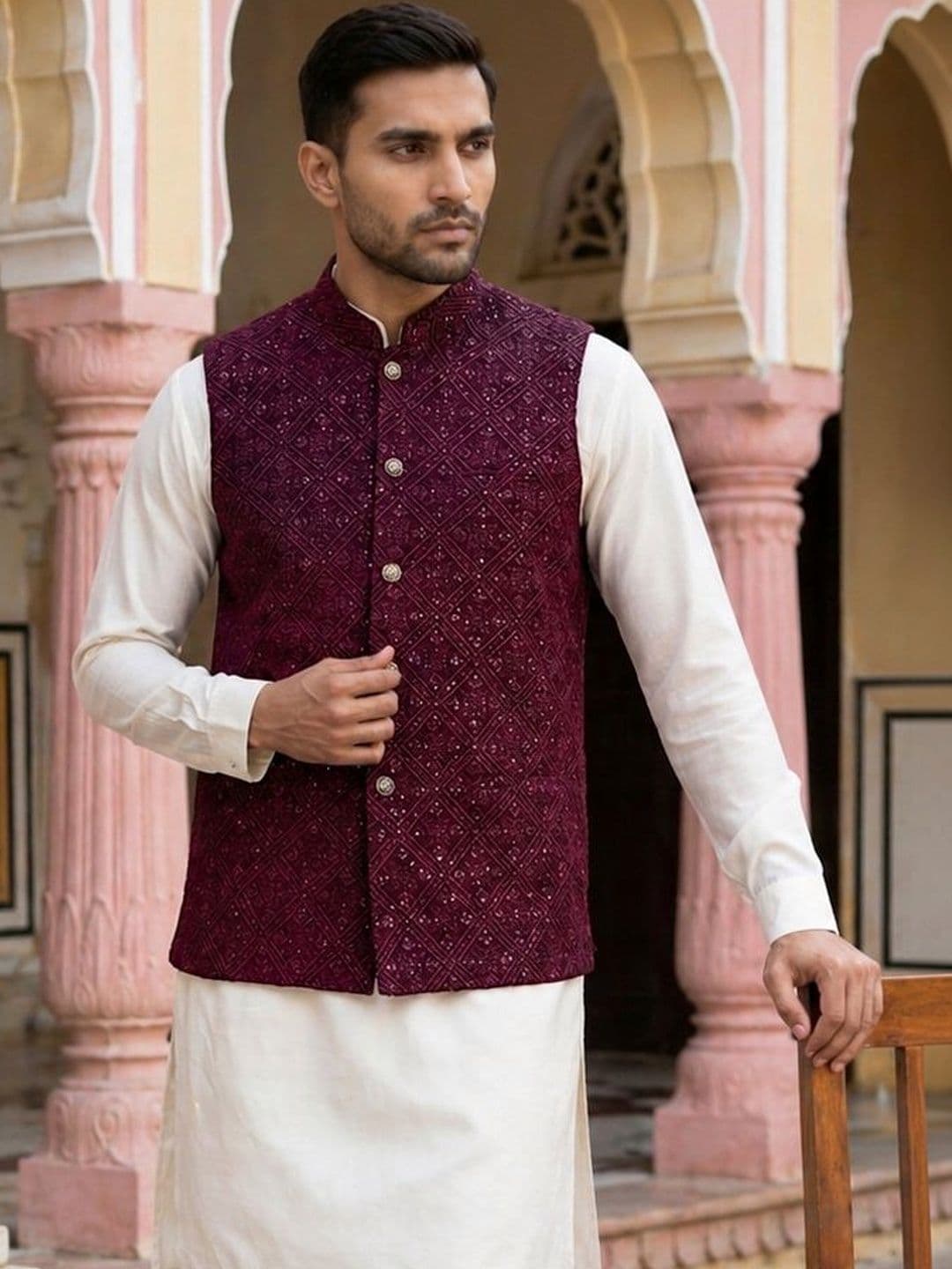 Jompers Printed Satin Nehru Jackets thumbnail 3