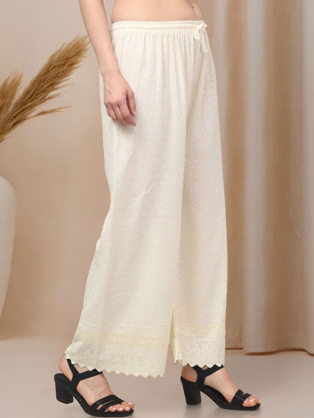 KGFONECLOTH Women Ethnic Motifs Embroidered Knitted Ethnic Palazzos thumbnail 7
