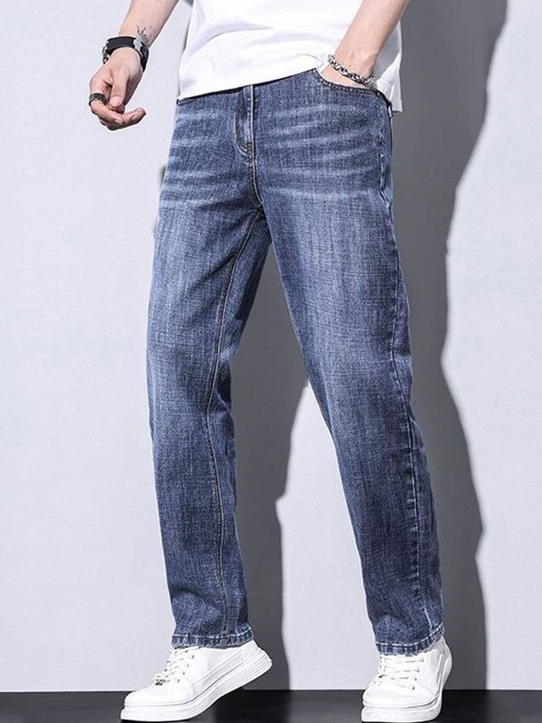 StyleCast Men Regular Fit Mid-Rise Low Distress Light Fade Jeans thumbnail 6