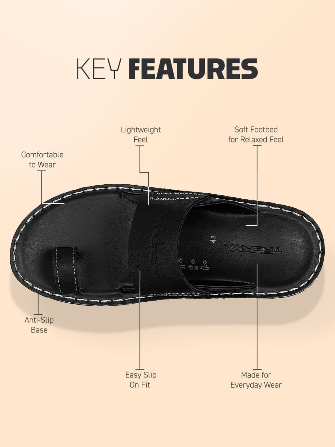 Trekiva Men Black Comfort Sandals thumbnail 7