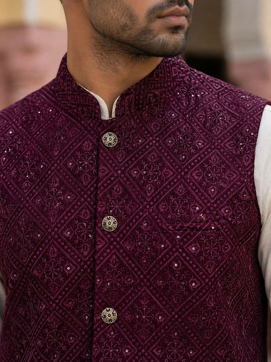 Jompers Printed Satin Nehru Jackets thumbnail 2