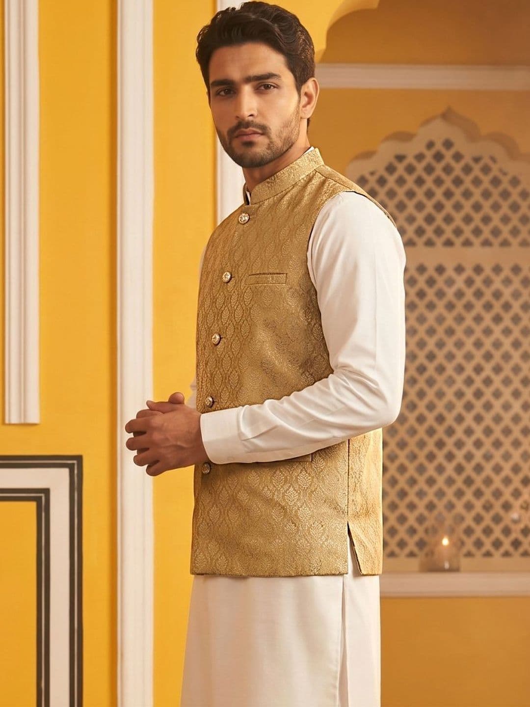 Jompers Woven Design Woven Nehru Jackets thumbnail 6