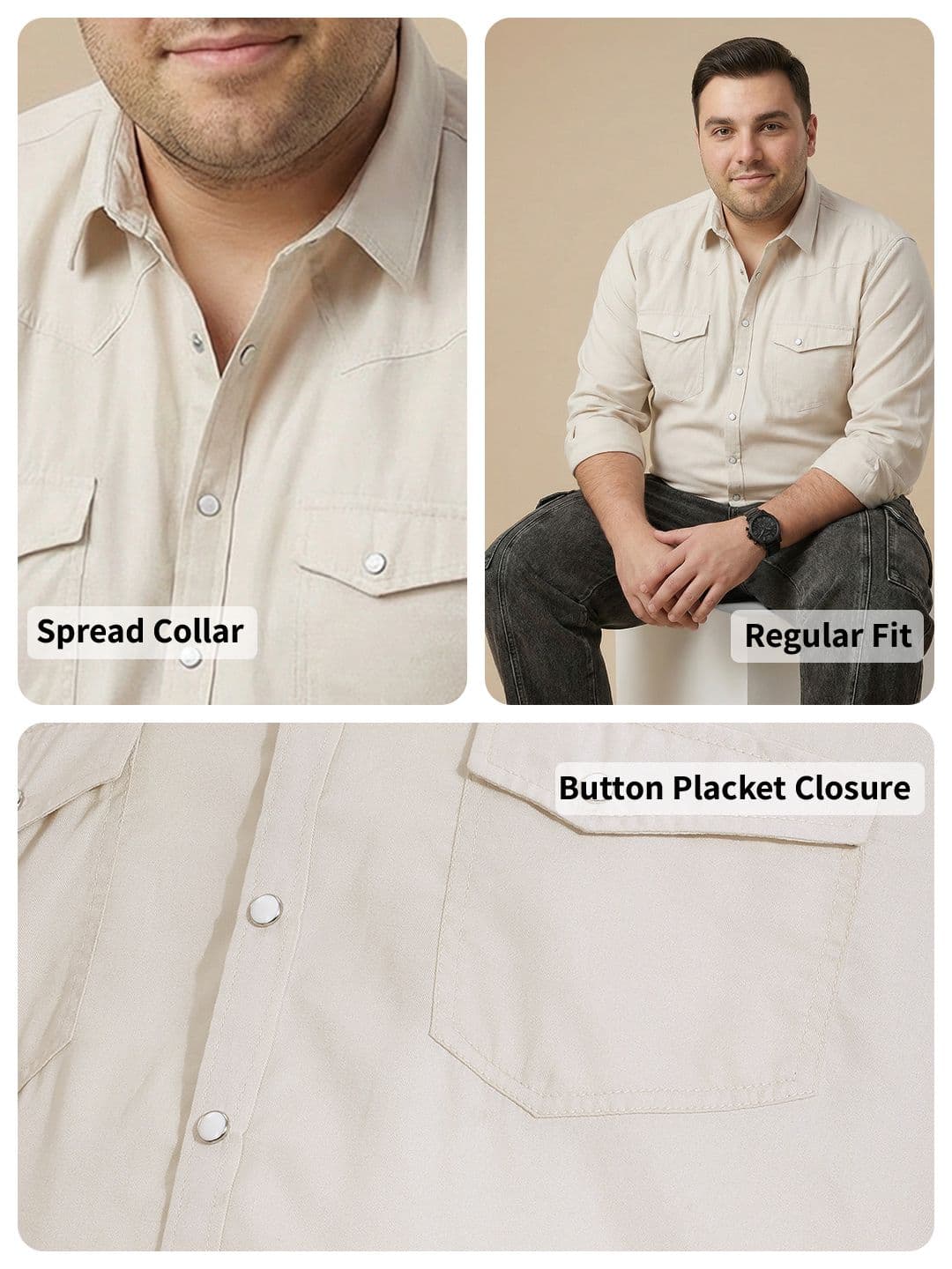 Sztori Plus Size Pure Cotton Casual Shirt thumbnail 2