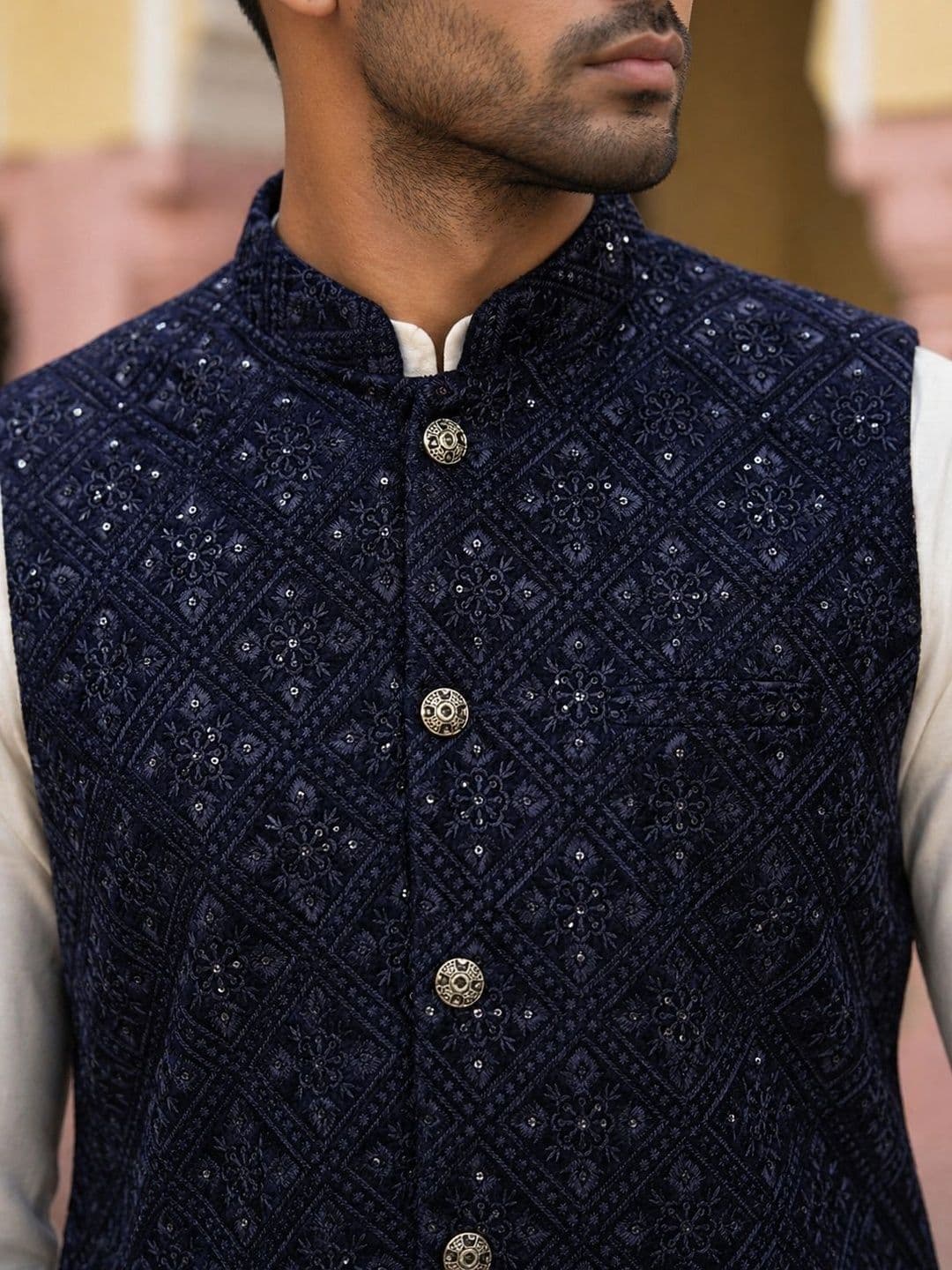 Jompers Printed Satin Nehru Jackets thumbnail 3