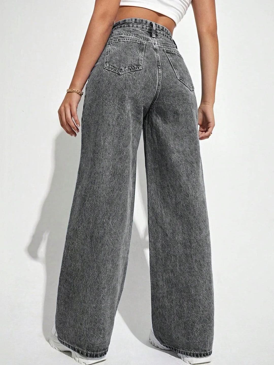 ZYVRA Women Wide Leg High-Rise Light Fade Stretchable Jeans thumbnail 2