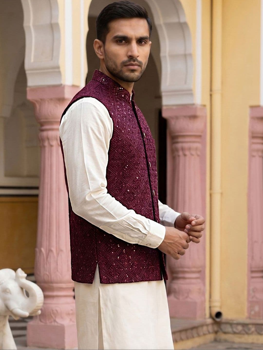 Jompers Printed Satin Nehru Jackets thumbnail 4