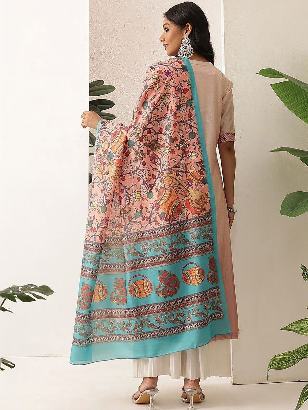 Silk Land Ethnic Motifs Printed Kalamkari Dupatta thumbnail 4