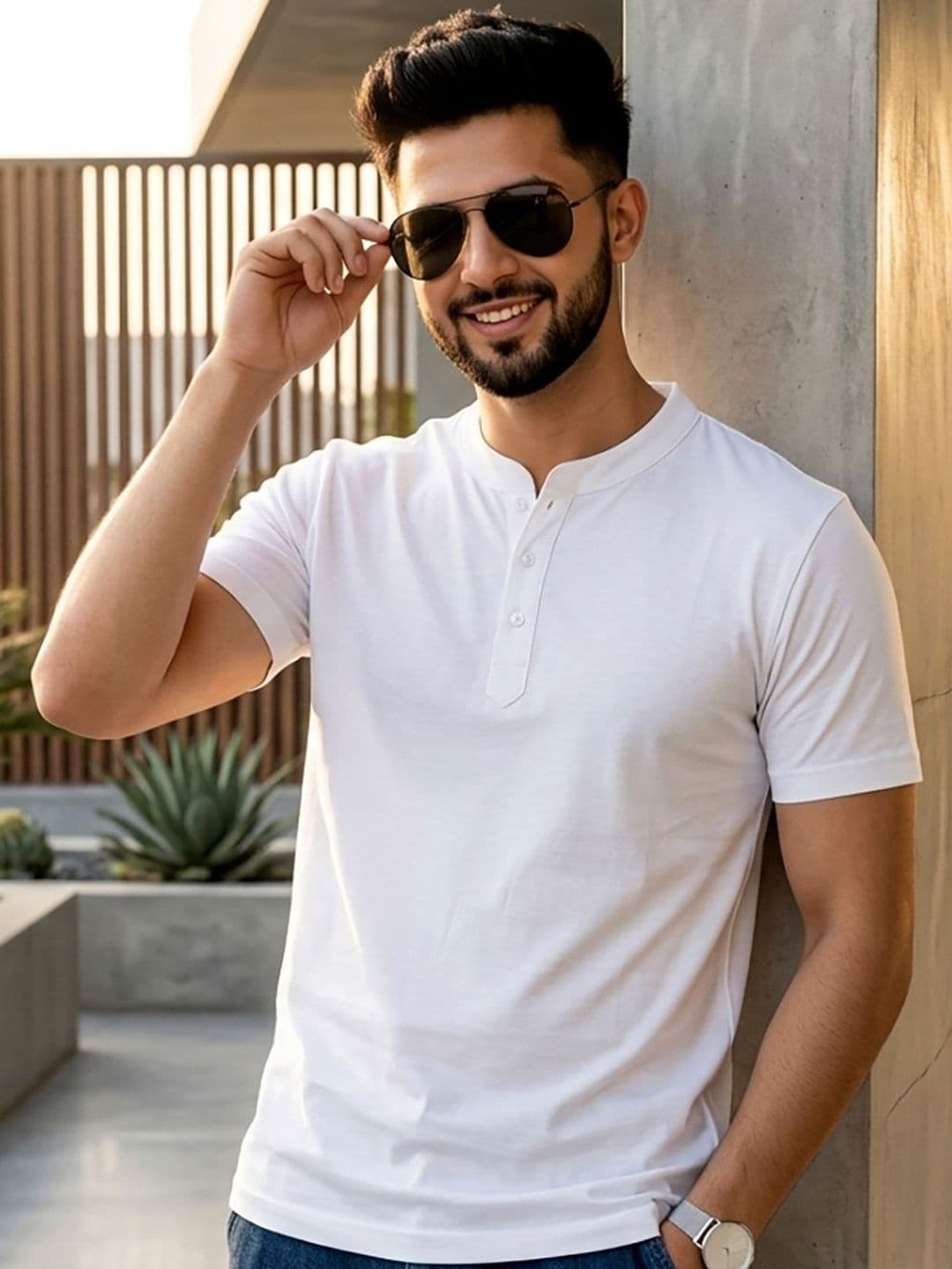 UNIBERRY JEANS Men Henley Neck T-shirt - view 1