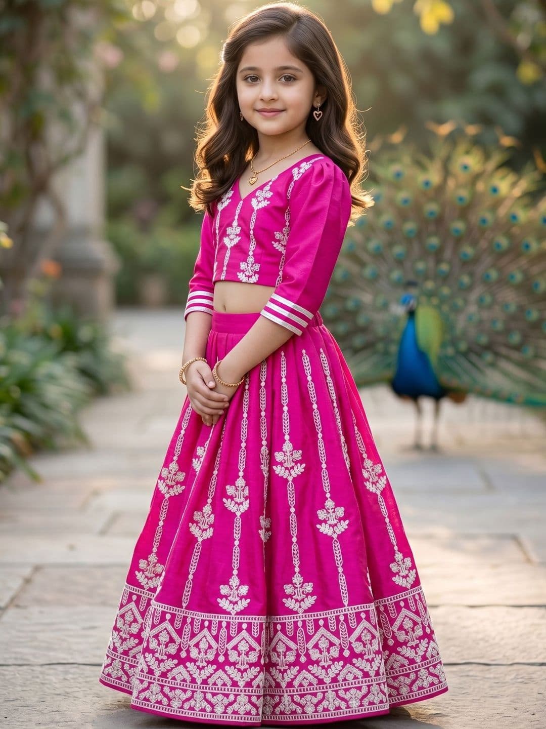KALINI Girls Embroidered Thread Work Ready to Wear Lehenga & thumbnail 6