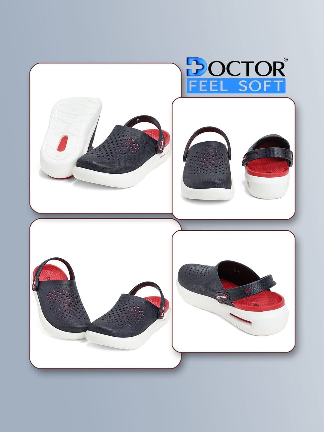 DOCTOR FEEL SOFT Men Colourblocked Clogs thumbnail 2