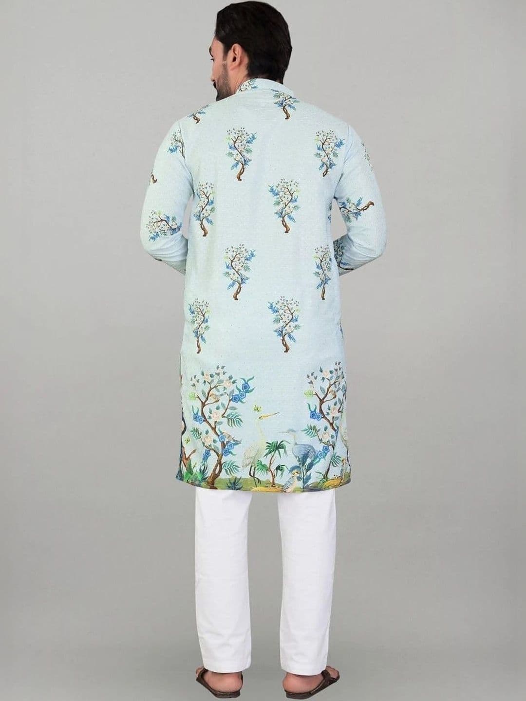 KURTA WALLAH Men Floral Printed Kurta thumbnail 4