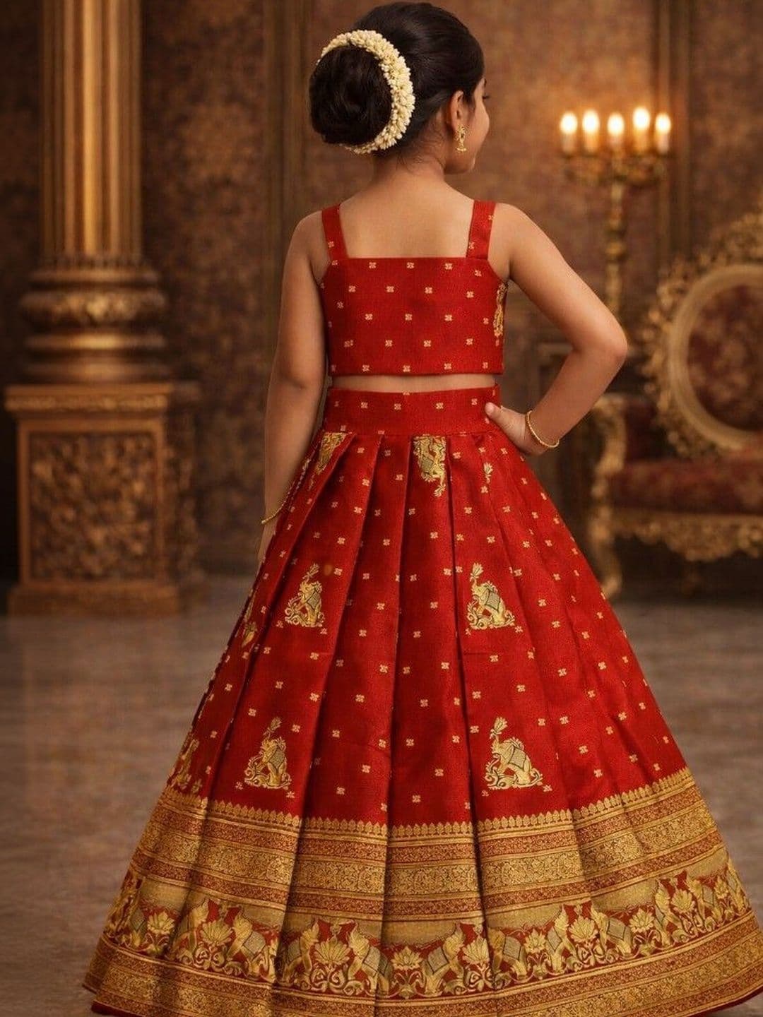 Xepon Girls Embroidered Ready to Wear Lehenga & thumbnail 3