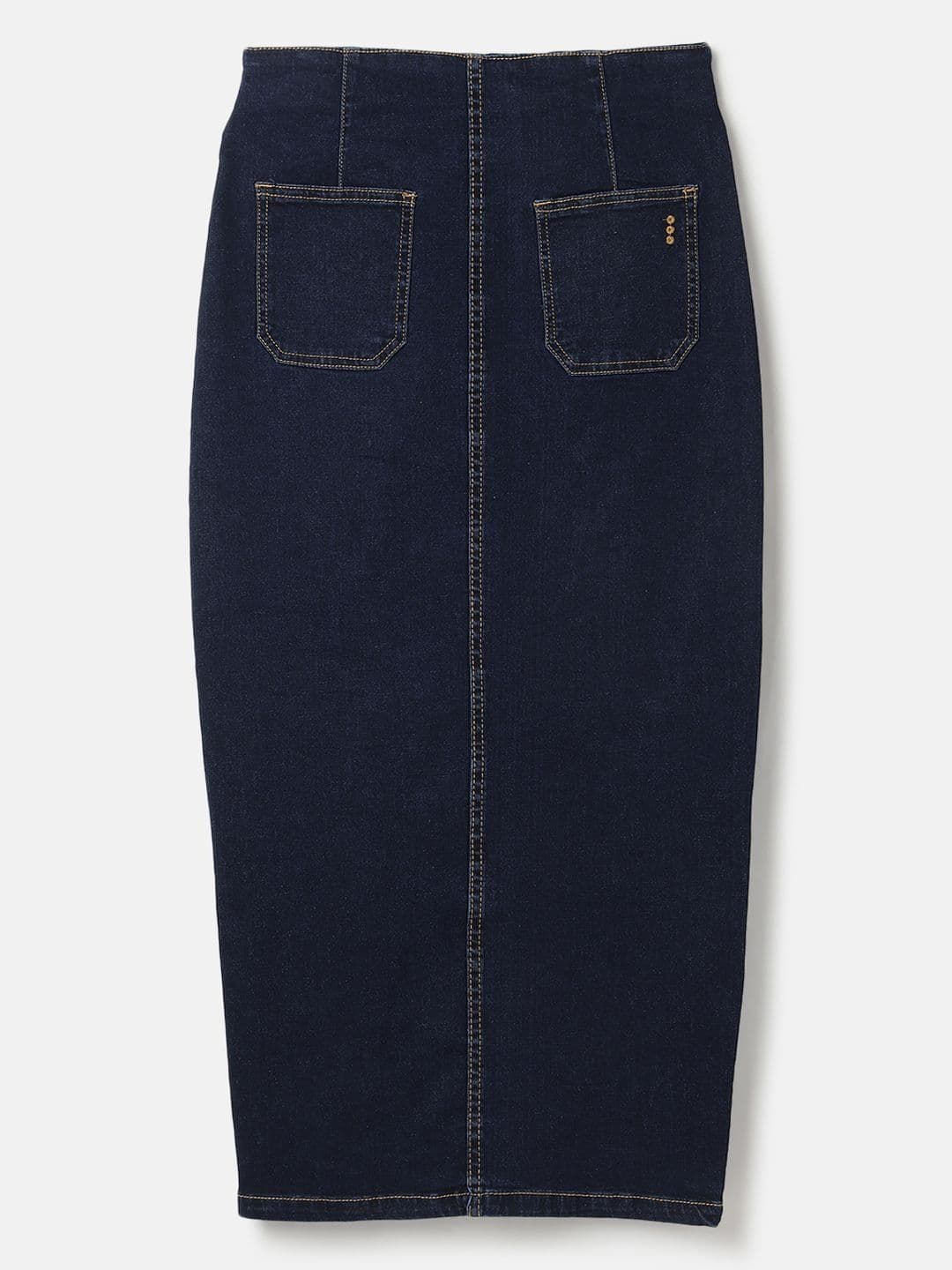 Belliskey Women Denim Front Slit Midi Straight Skirt thumbnail 2