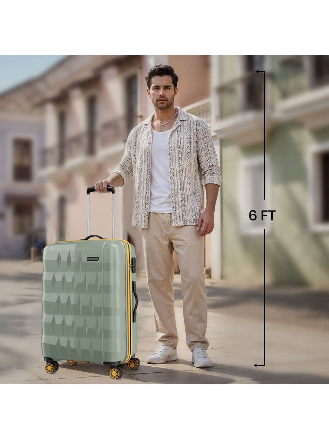 Aristocrat Comet Green Set of 2 Small & Medium Hard 56 & 66cm Trolley Bag with Smooth 8-Wheel thumbnail 6