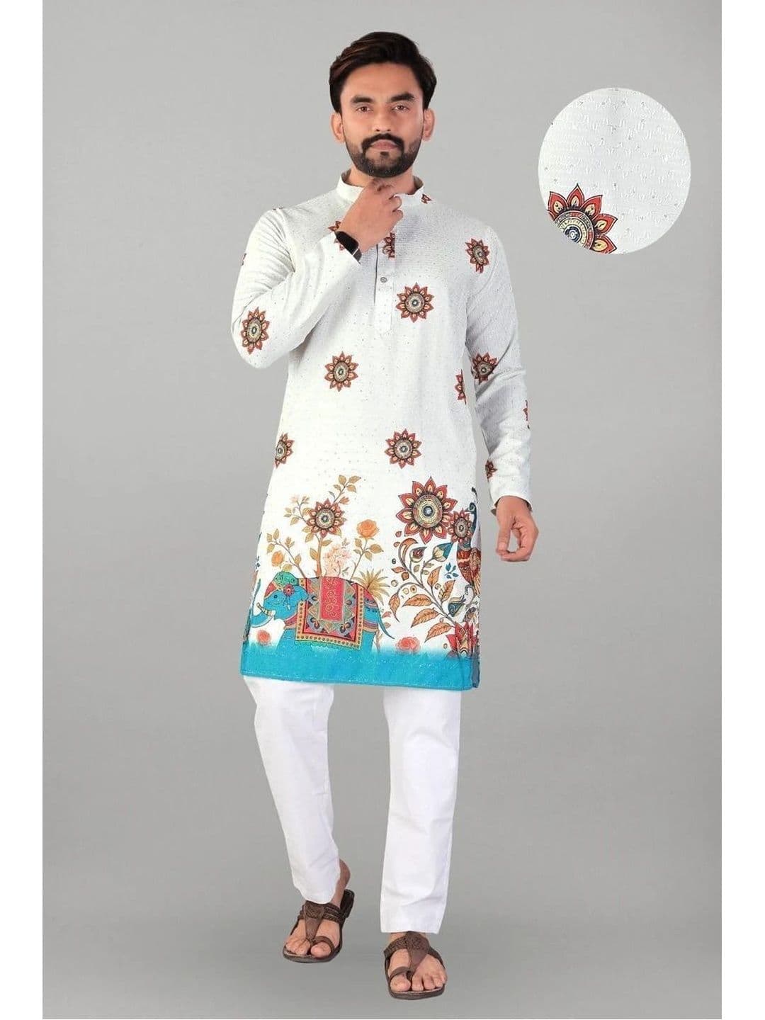 KURTA WALLAH Men Ethnic Motifs Printed Indie Prints Kurta thumbnail 3