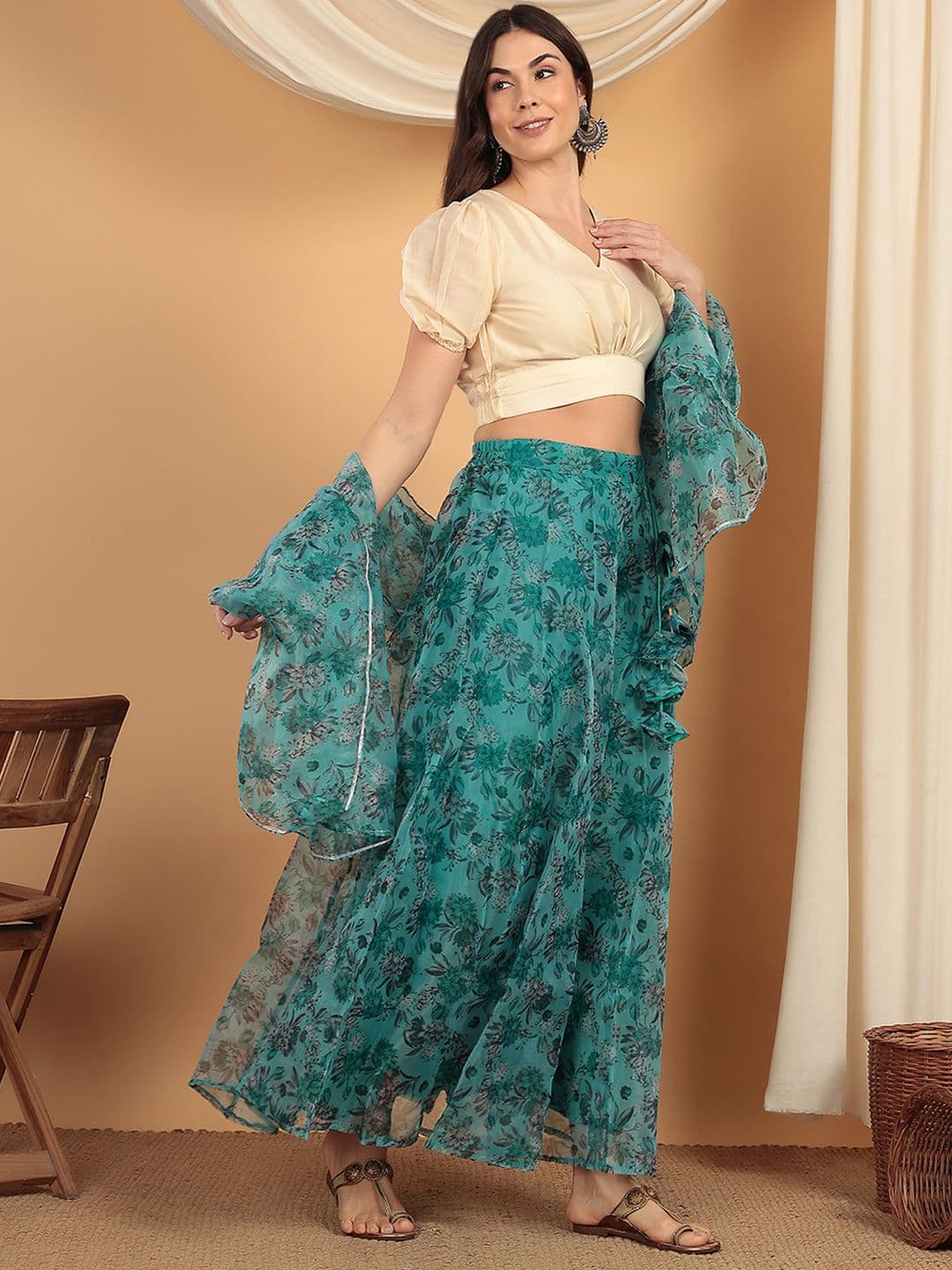 Frolic Rolic Floral Printed Lehenga & Silk Blouse Set with Dupatta thumbnail 3