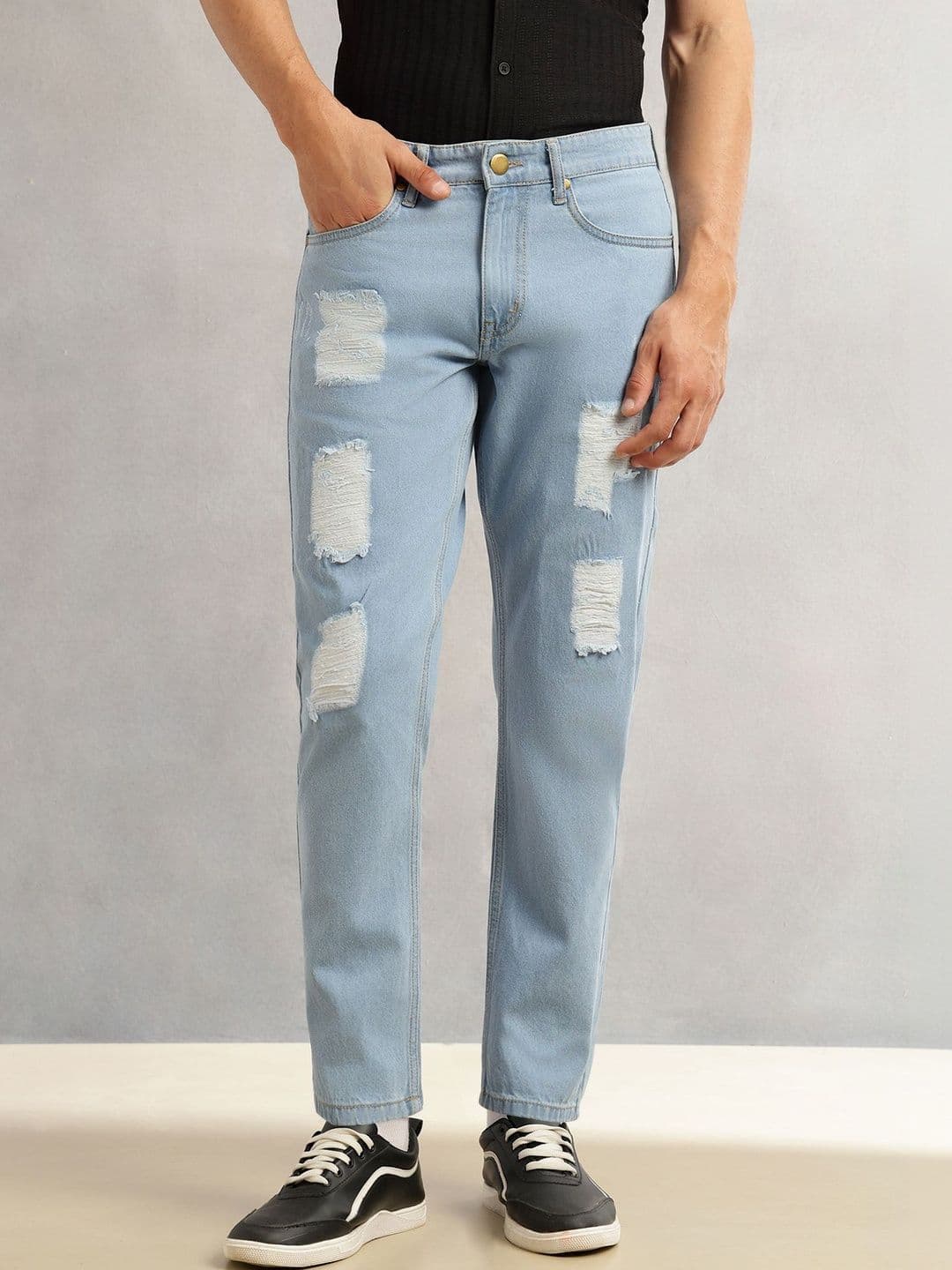 Thomas Scott Men Smart Slim Fit Mid-Rise Highly Distressed Cotton Jeans thumbnail 3