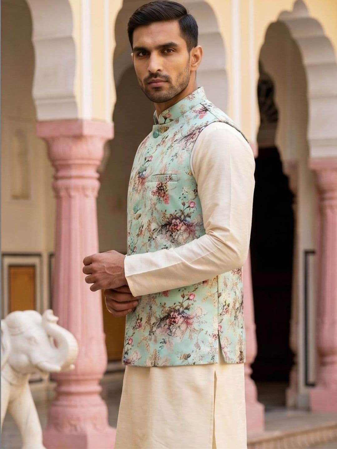 Jompers Printed Satin Nehru Jackets thumbnail 2