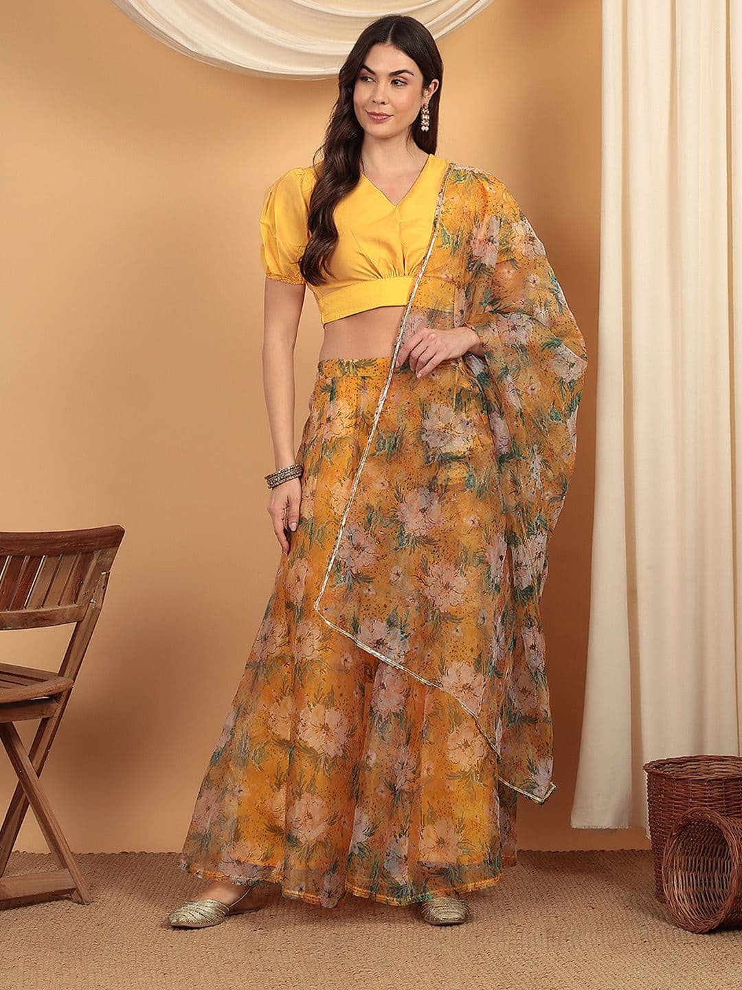 Frolic Rolic Floral Printed Lehenga & Silk Blouse Set with Dupatta - view 1